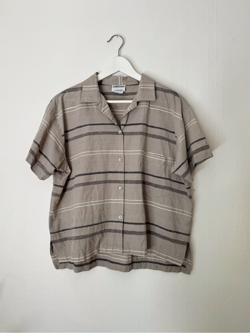 Vintage 100% Silk Short-Sleeve Button Up